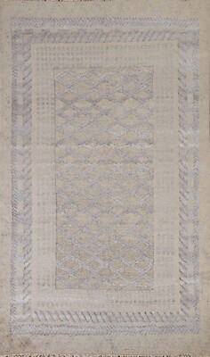 Geometric Modern Moroccan Oriental Rug 5'x8' Multi Level Pile Wool Handmade Rug