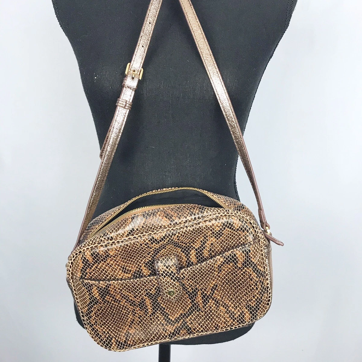 G.I.L.I leather snake print crossbody bag