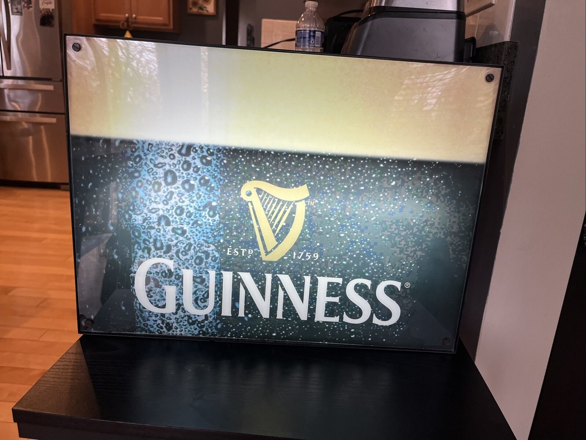 VINTAGE GUINNESS PINT BEER BAR NEON SIGN LIGHT BOX RARE EUC