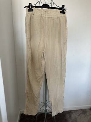 Stradivarius Flowing Tencel Beige Trousers Size Small Brand New With Tags