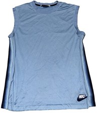 Y2K Vintage Nike Mesh Jersey Tank Top Swoosh Basketball L Blue Stripe Patch