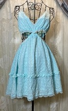 Baby Blue Eyelet Dress Halter Cut Out Dress Size L Forever 21