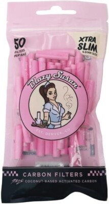 NEW Blazy Susan Pink Activated Carbon Filter Tips Xtra Slim 50ct Bag
