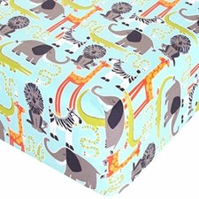 Glenna Jean Crib Fitted Sheet, Jungle Babies, Blue, Mini