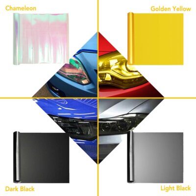 Smoke Tint Vinyl Wrap For Headlights & Taillights – Light Black, Universal Fit