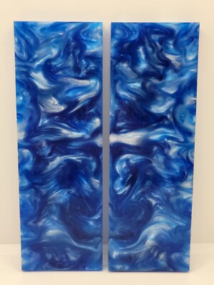 2 PCS COMPOSITE KNIFE HANDLE MATERIAL BLANK SCALES: ARCTIC BLAST #5589