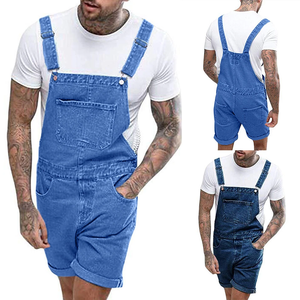 Herren Overall Shorts Bermuda Kurze Hose Jeans Denim Latzhose Latzjeans Jumpsuit - Bild 4 von 4