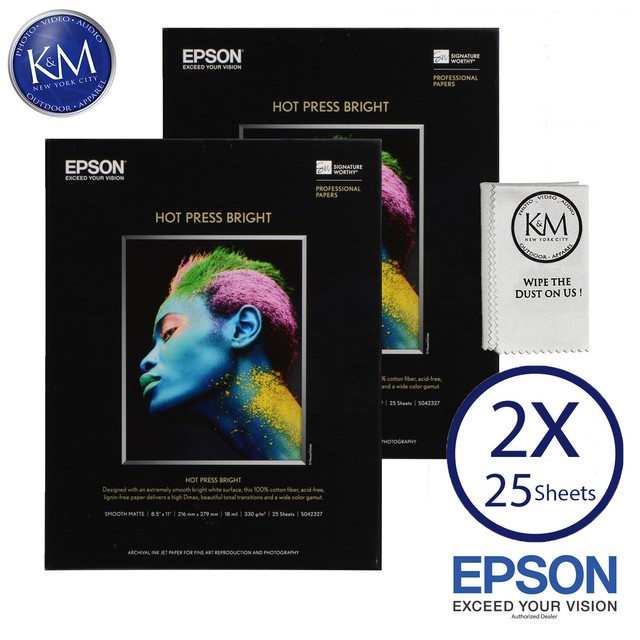 Epson Hot Press Bright Smooth Matte Cotton Fine Art Paper 8.5x11" 25 Sheets NEW! eBay