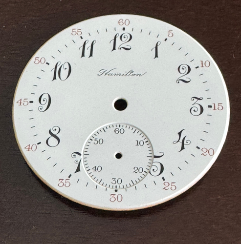 NEAR PERFECT VINTAGE 12 SIZE HAMILTON GR. 900 TASCHENUHR PORZELLAN ZIFFERBLATT