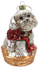 Vintage Christmas Ornament Glass Poodle The Merck Family 1970s
