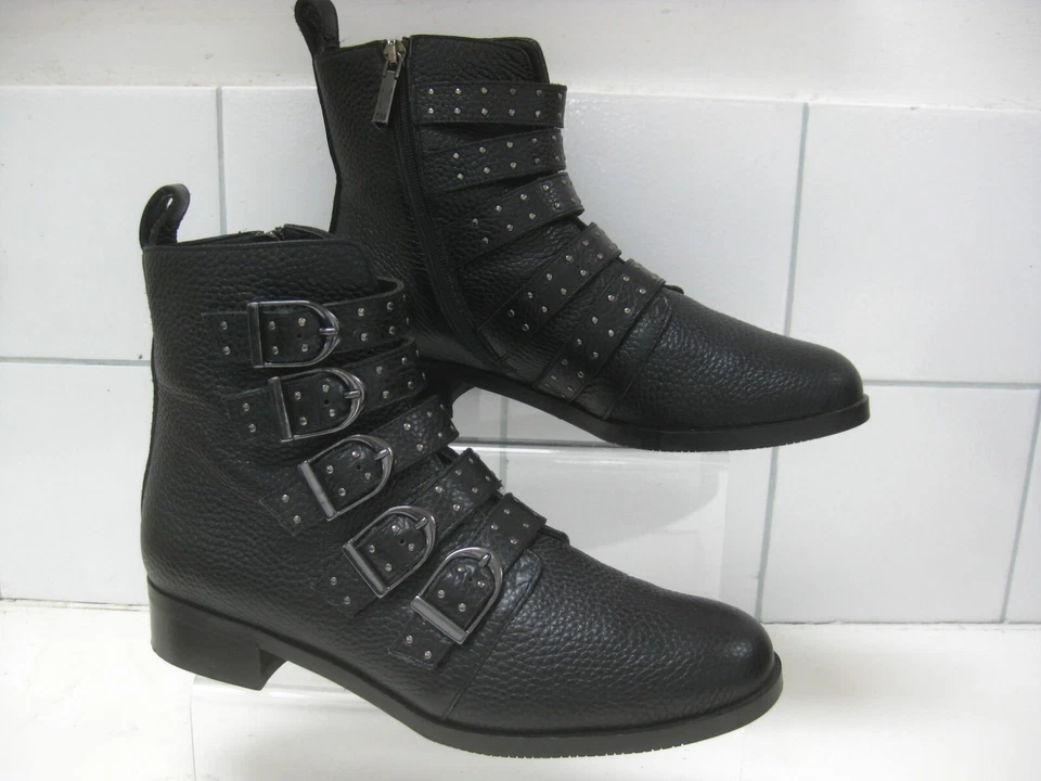 KAREN MILLEN BOOTS 5 38 leather BRONTE ALICE BLACK real STUDDED PUNK goth