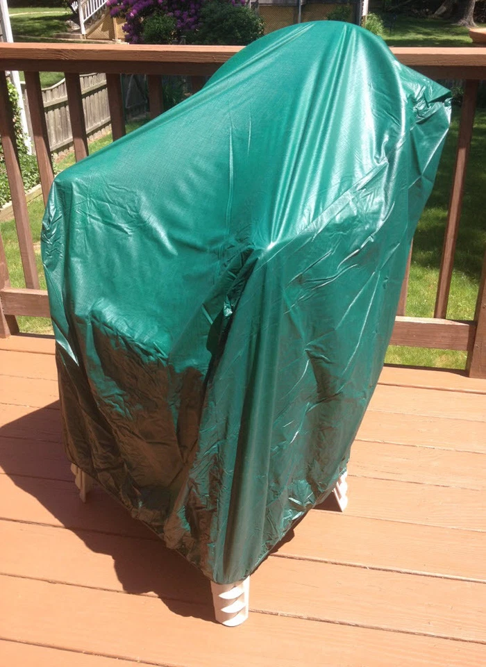 Cubierta de silla de resina de 4 pilas de vinilo - protección verde para patio exterior Foto 2 de 4