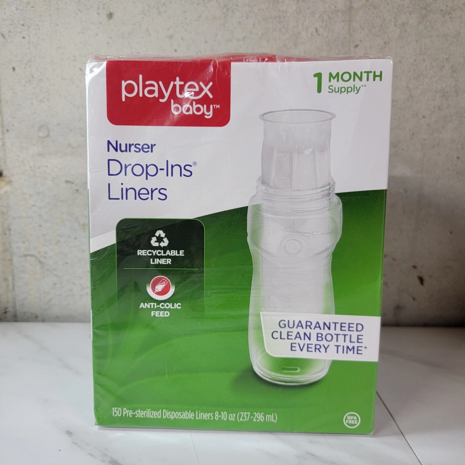 New Sealed Playtex Baby Drop-Ins 8-10oz Liners (150 Pieces) Month Supply