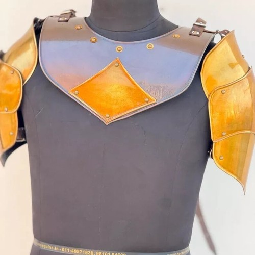 Medieval Black Pauldrons & Gorget, Steel Bracers Armor - LotR Cosplay LARP Armor - 第 7/8 張圖片