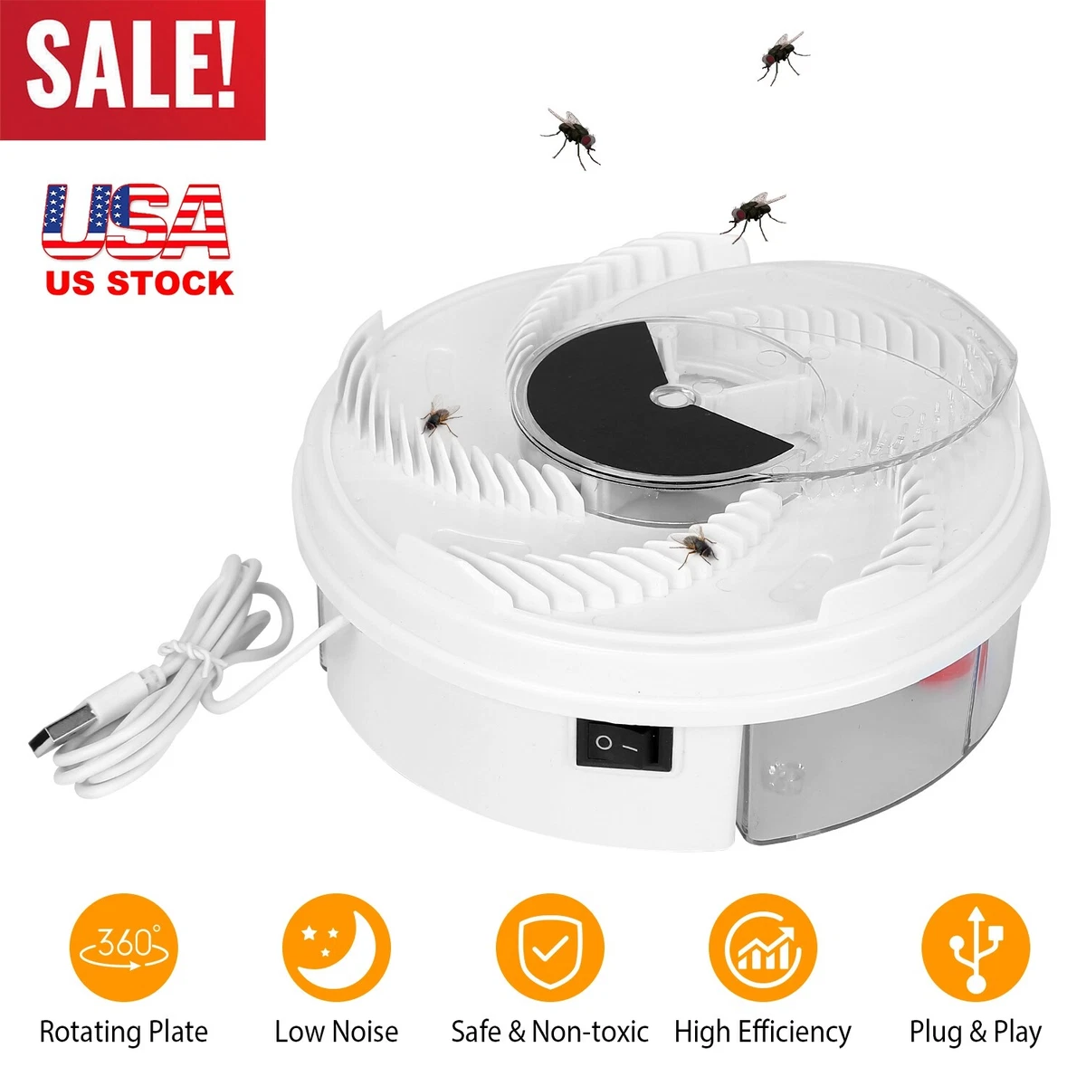 Automatic Flycatcher USB Rechargeable Fly Trap Electric Pest Catcher Indoor  Outdoor Insect Killers for Kitchen Home Garden Traps