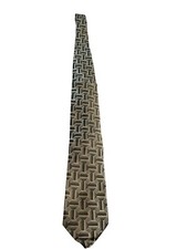 Ferucci Mens Silk Neck Tie Multi Brown Geometric Size 59"