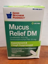 GNP Mucus Relief DM Dye-Free Tablets, 50 Count