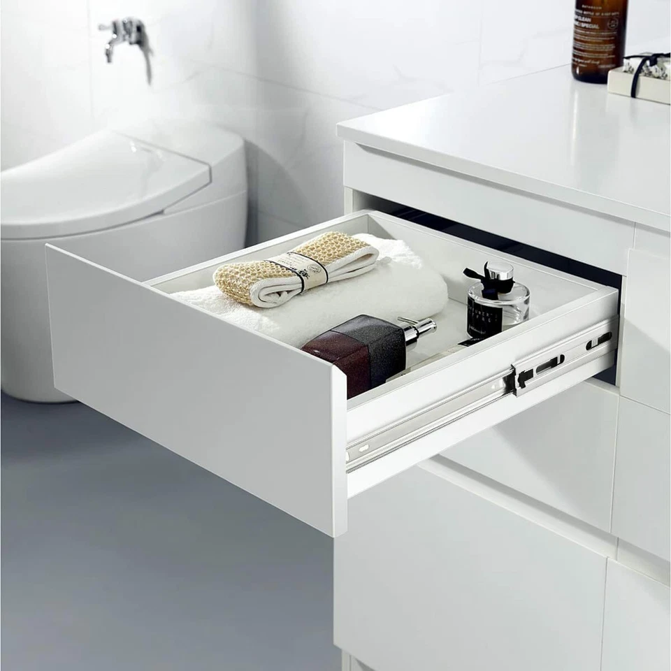 Correderas de cajón Probrico cierre suave extensión completa rodamiento de bolas montaje lateral o trasero Foto 3 de 4