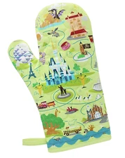 New Walt Disney World Parks Icons Attractions Map Green Oven Mitt Pot Holder
