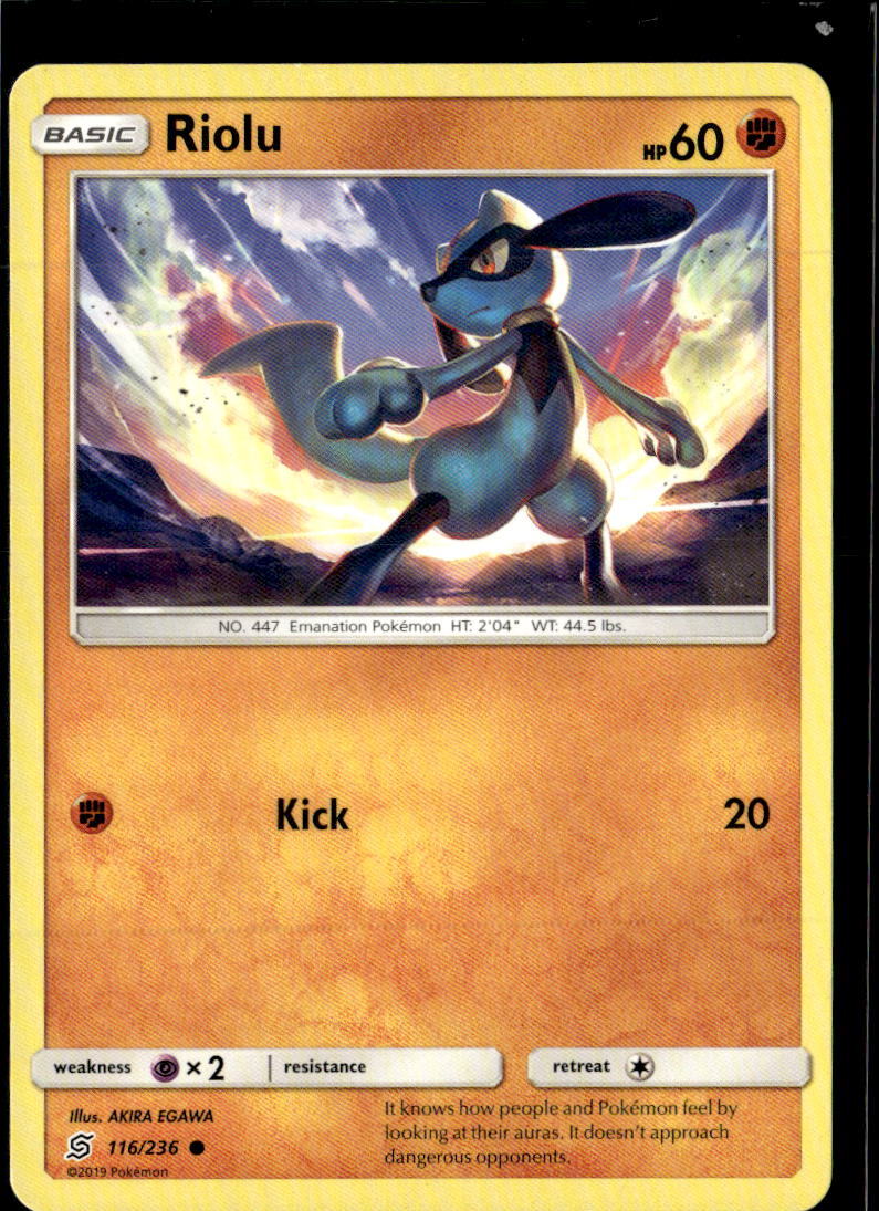 Pokemon Riolu 116/236 Unified Minds Non Holo Common  2 Card Lot