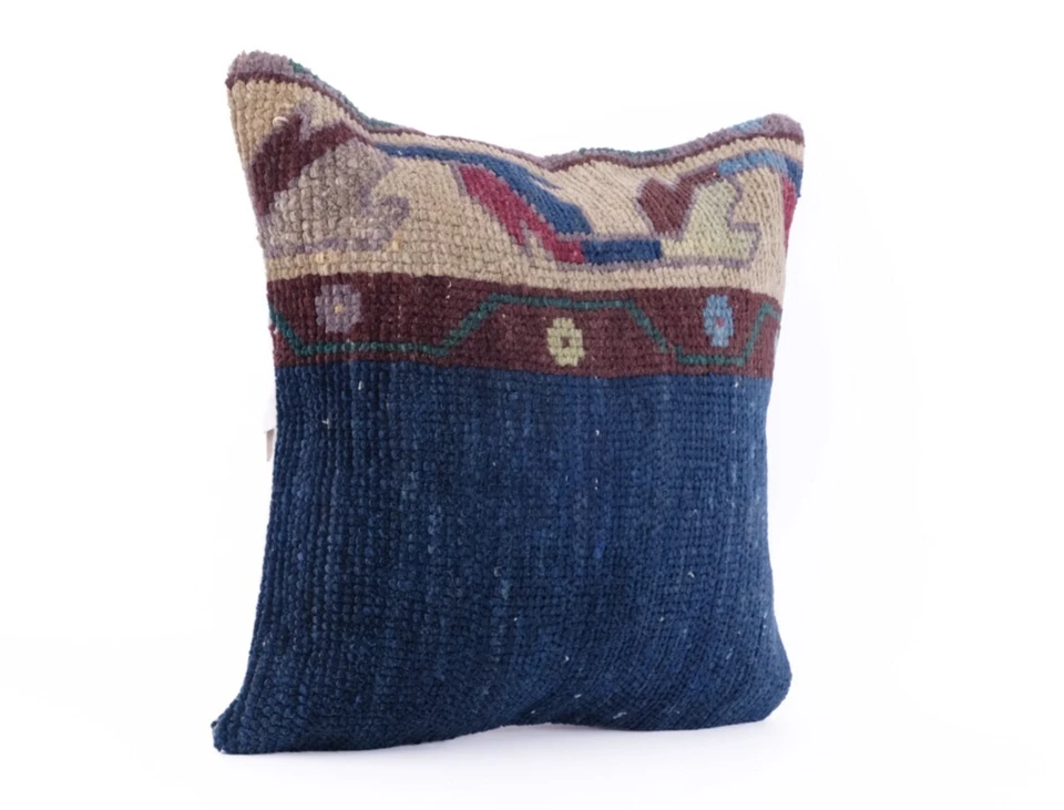 Hand Woven Kilim Rug Pillow Case Vintage Handmade Jute Throw Cushion Cover - Image 3 of 4