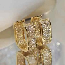 Dainty Pave CZ Hoop Earrings 18k Gold Plated Ear Jewelry Decoration Women Girls