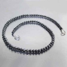 Black Diamond Necklace 19 Inch Gorgeous 6mm Graduated Strand of Sparkling