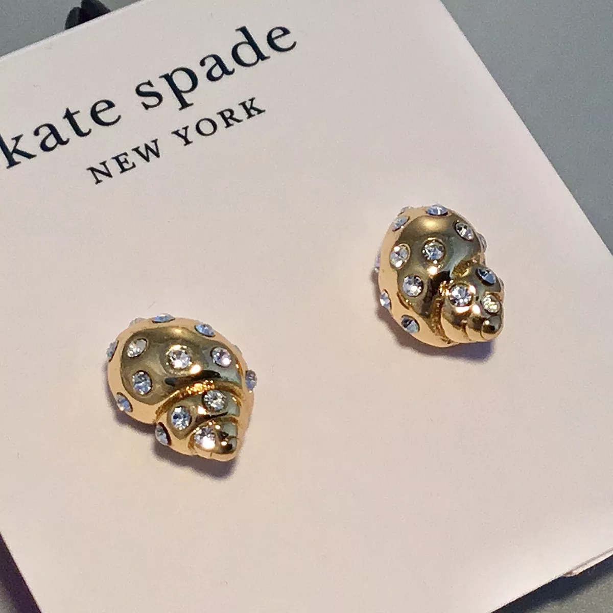 KATE SPADE NEW YORK UNDER THE SEA CONCH SHELL PAVE STUD EARRINGS