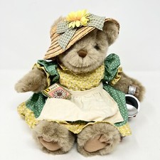 Vtg Russ Teddy Bear Magnolia Garden Straw Hat Watering Can Daisy 11" Collectible