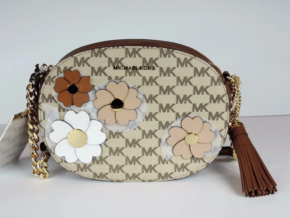 New Michael Kors Flora Appliqu Ginny Medium Messenger luggage bag
