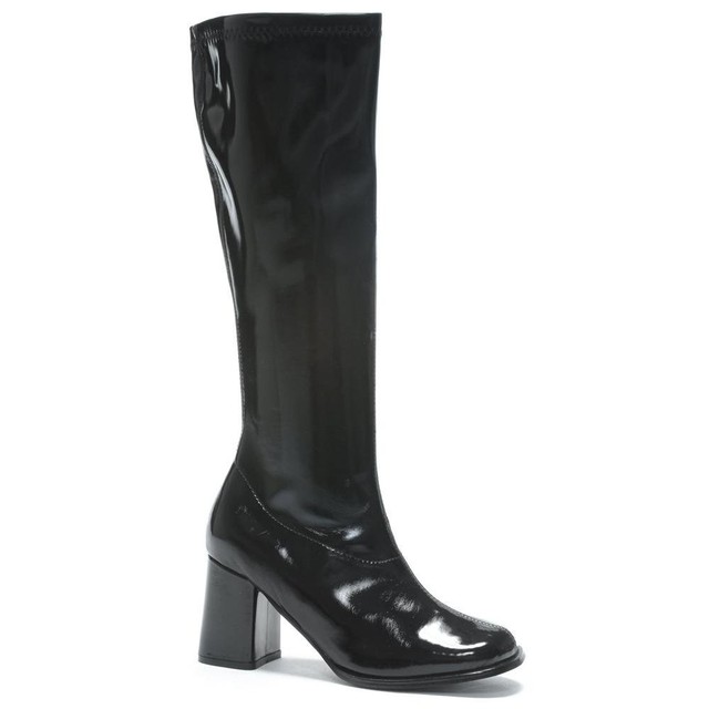 black patent knee length boots