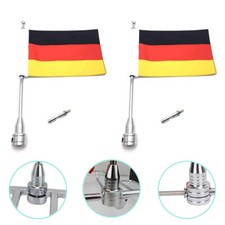 2PCS Motorrad DE Deutschland Flagge Flaggenhalter Fahnenstange Silber Für Harley