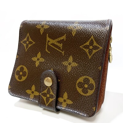 Authentic LOUIS VUITTON Monogram Compact Zip Fold Wallet
