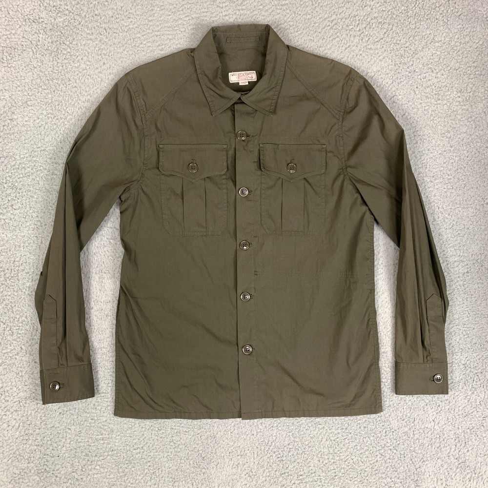 J.Crew Wallace & Barnes Military Overshirt in Olive – Cotton-Nylon Blend with Pockets – Mens Small