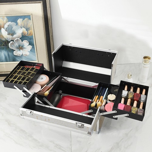 Aluminium XL Large Storage Beauty Box Make up Nail Jewelry Cosmetic Vanity Case - Picture 8 of 96