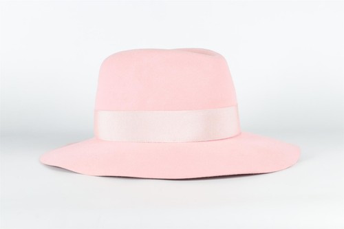 MAISON MICHEL PINK FELT FEDORA HAT LARGE - Picture 3 of 6
