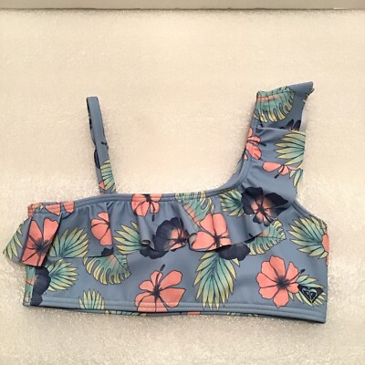 Roxy Girl Flowers Light Blue Floral Swim Top Only Girls Size 7 New Without Tags
