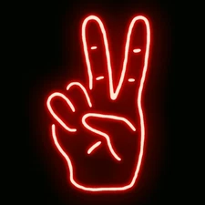 17" OK Gesture Red Acrylic Neon Sign Light Lamp Glass Gift Visual Bar Beer JY