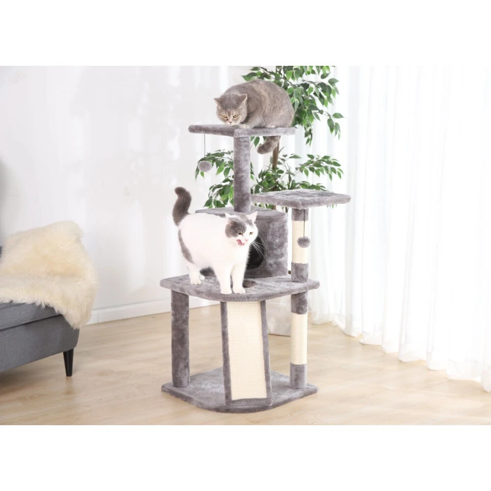 5 Tier Multi Purpose Cat Tree and Litter Box with Hanging Toy 45