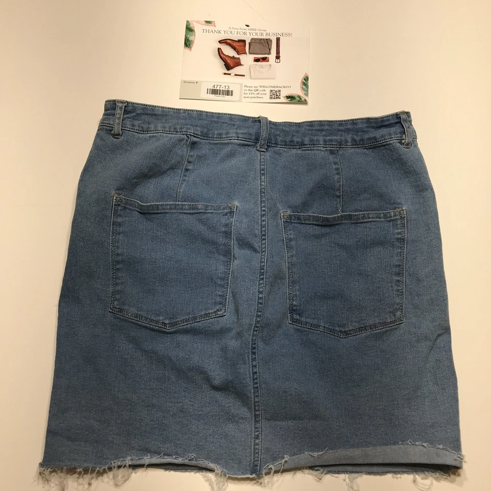 Falda &Denim by H&M para mujer talla 14 azul denim corte lavado claro elástica recta Foto 2 de 4