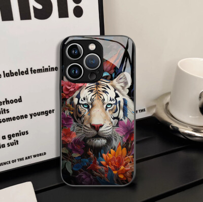 For iPhone 16 15 14 13 12 11 Pro Max Creative Anime White Tiger phone case