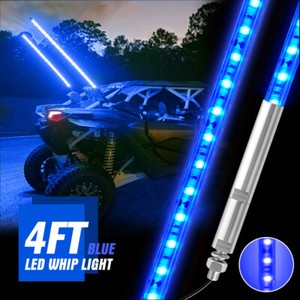 Be Seen: 4ft Amber LED Whip Lights With CB Radio Antenna For UTV, ATV, Jeep, Truck