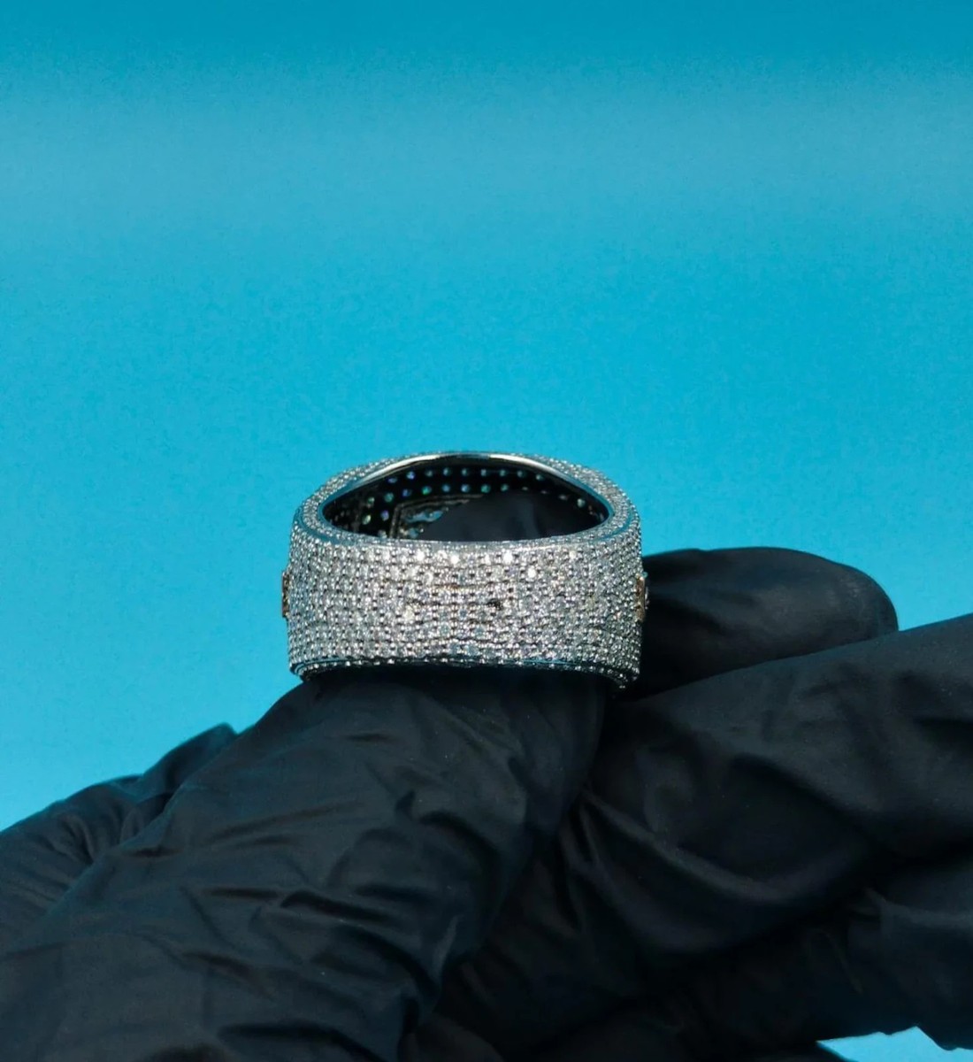 Bague Personnalisable Hip Hop En Moissanite 3.3Ct - Plaqué Or 14K Deux Tons, Taille Ajustable