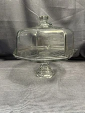 Vtg Cambridge Tuscany Collection Rare Pedestal Glass Cake Stand w/Octagon Dome