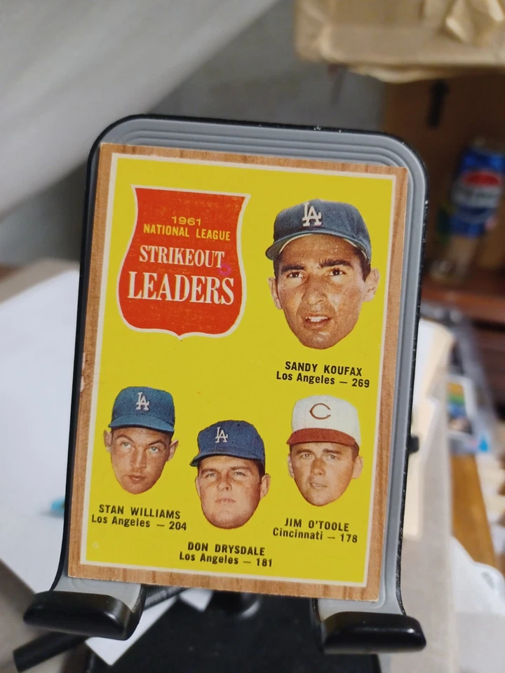 Tarjetas de líder Topps MLB 1962 - AL HR, AL WINS, NL ponche Foto 3 de 4