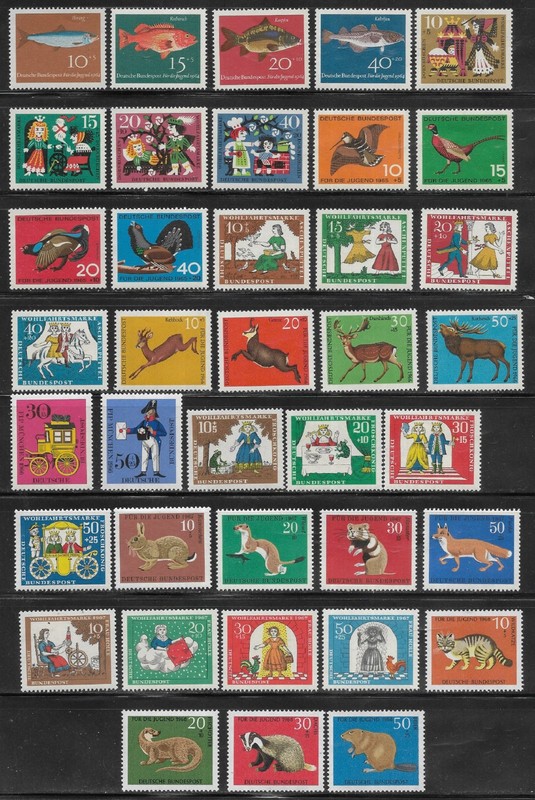 Germany, MNH, 38 different, between, #B396 & #B433, Issued 1964-1968, CV= $13.75