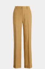 Vintage Ralph Lauren 100 silk straight Leg Khaki Women s Pants Sz 10 NWT
