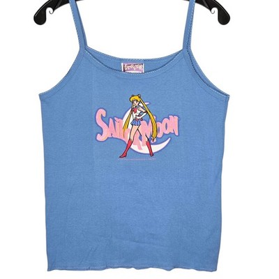 Vtg 90s Sailor Moon Tank Top Trevco USA Glitter Vinyl Anime Sz Large Rare Find! 