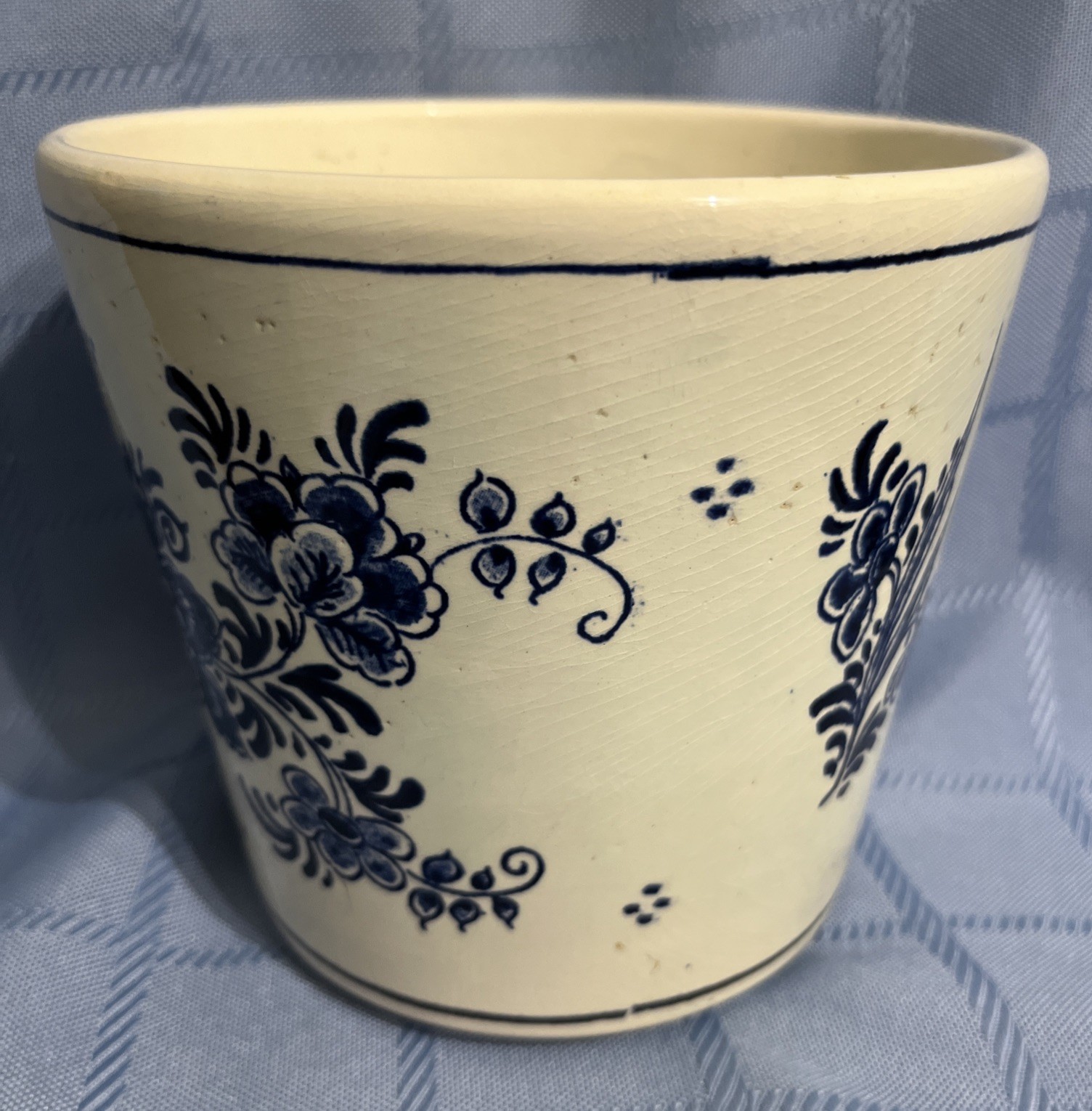 Vintage Delft Blauw Blue Hand Painted Planter Windmill 5" Holland Pottery