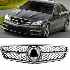 Griglia radiatore telaio cromato per Mercedes Classe C W204 2007-2014 con stella cromata